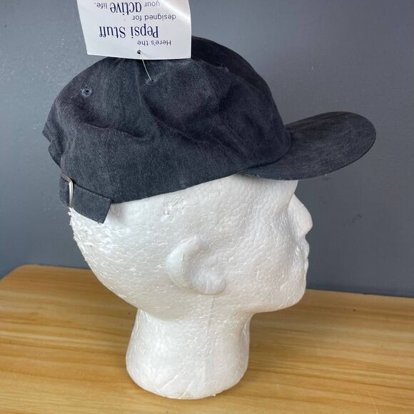 Vintage Pepsi Stuff Denim Hat Black Embroidered Logo Adjustable Strapback NWT - Picture 5 of 10